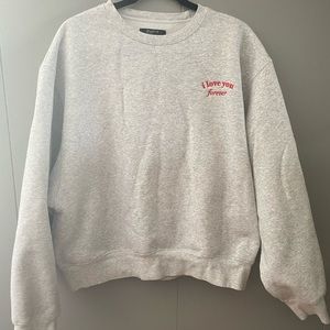 Brunette the Label heathered grey crew neck CROPPED sweatshirt XL/XXL NWOT